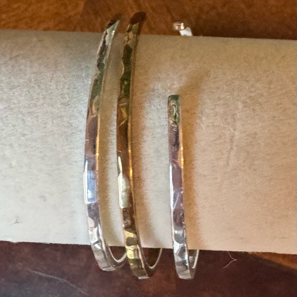 Rustic Cuff Dual-Tone Hammered Bracelets - Picture 3 of 3